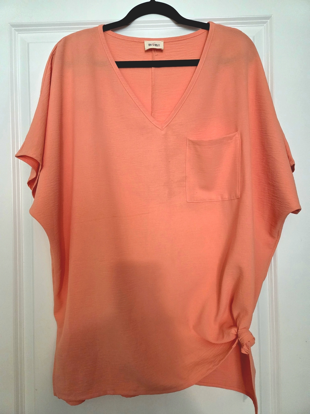BiBi Coral Knot-Side V-Neck Dolman Top